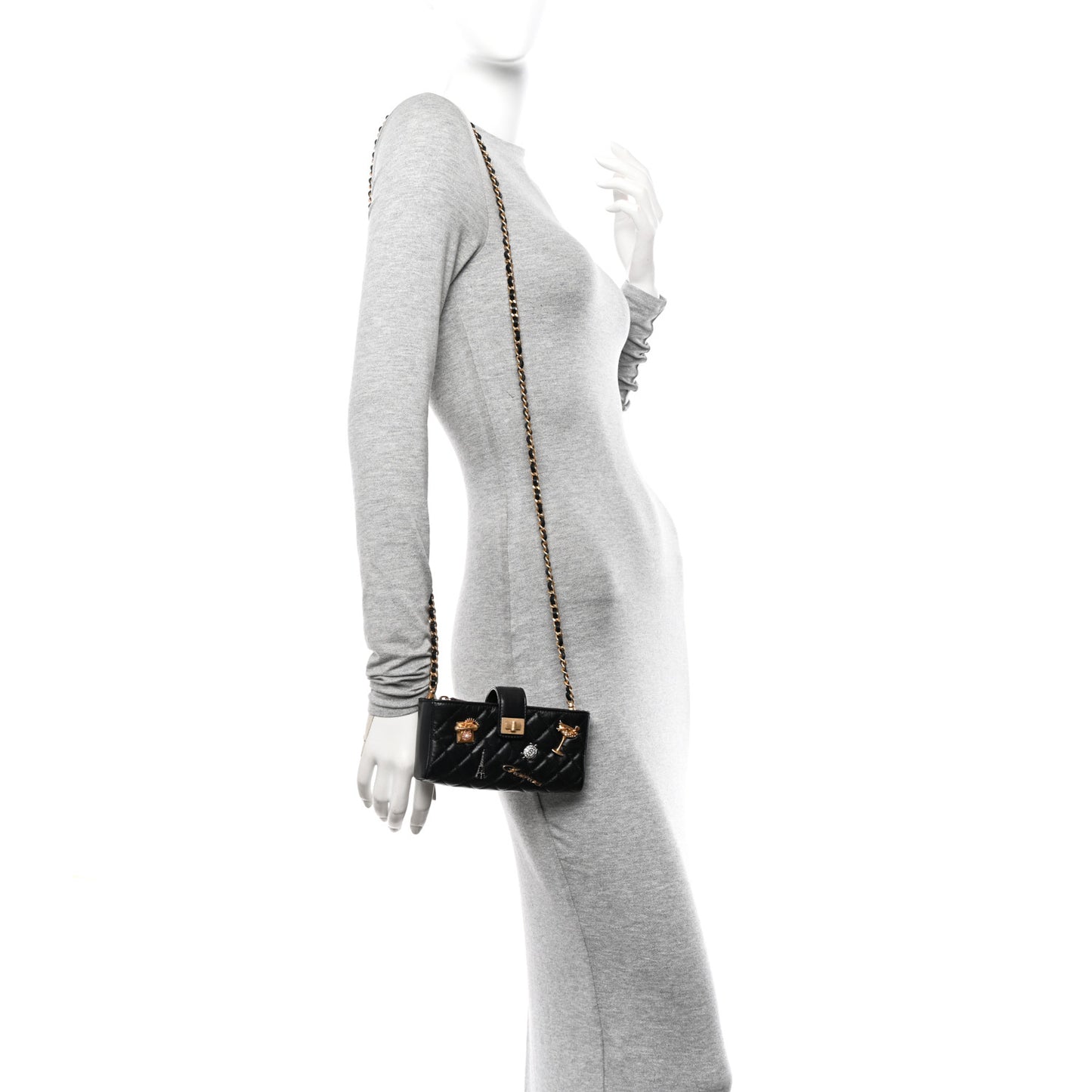 Aged Calfskin Lucky Charms 2.55 Reissue Mini Clutch With Chain Black