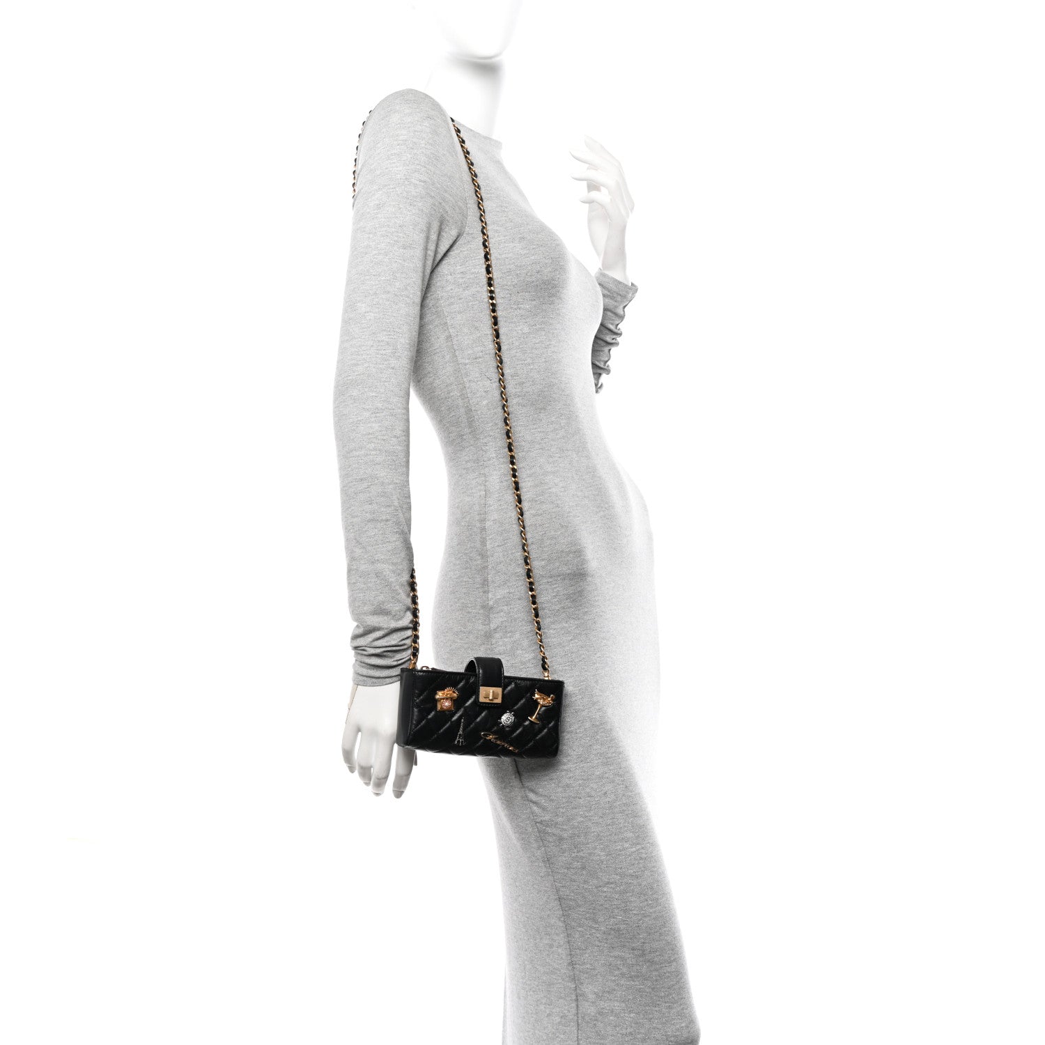Chanel Aged Calfskin Lucky Charms 2.55 Reissue Mini Clutch With Chain Black 2 of 13