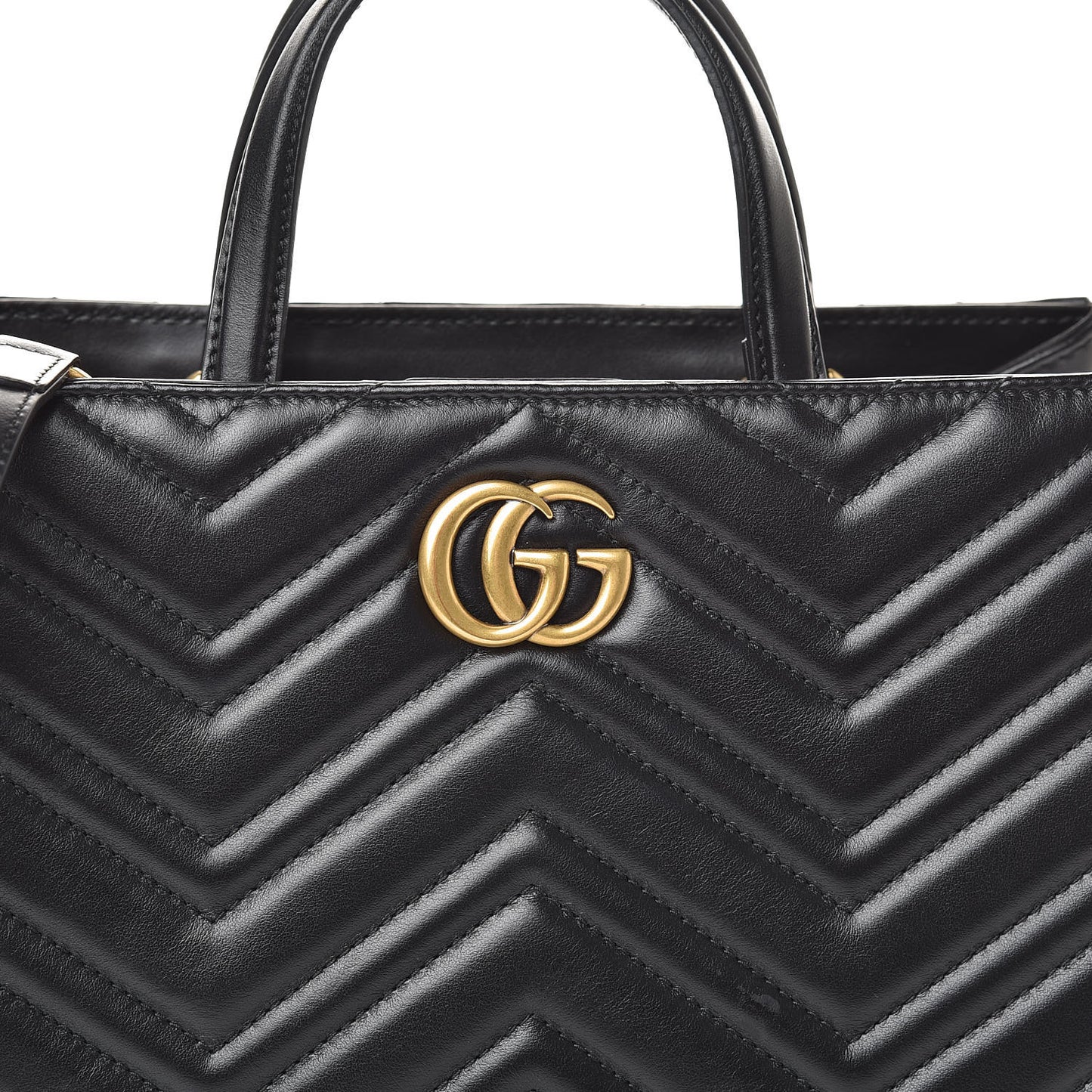 Calfskin Matelasse Small GG Marmont Tote Black