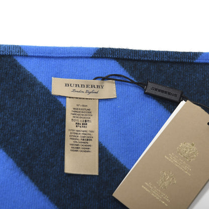 Burberry Cashmere Half Mega Check Bandana Scarf Bright Blue 3 of 3