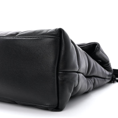 Saint Laurent Lambskin Quilted Monogram Monochrome Medium Loulou Puffer Chain Satchel Black 10 of 10