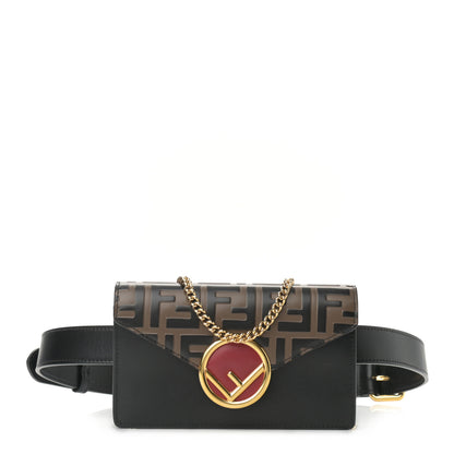 Fendi Vitello Liberty F is Fendi Bi-Color FF 1974 Embossed Envelope Belt Bag Maya Black 1 of 10