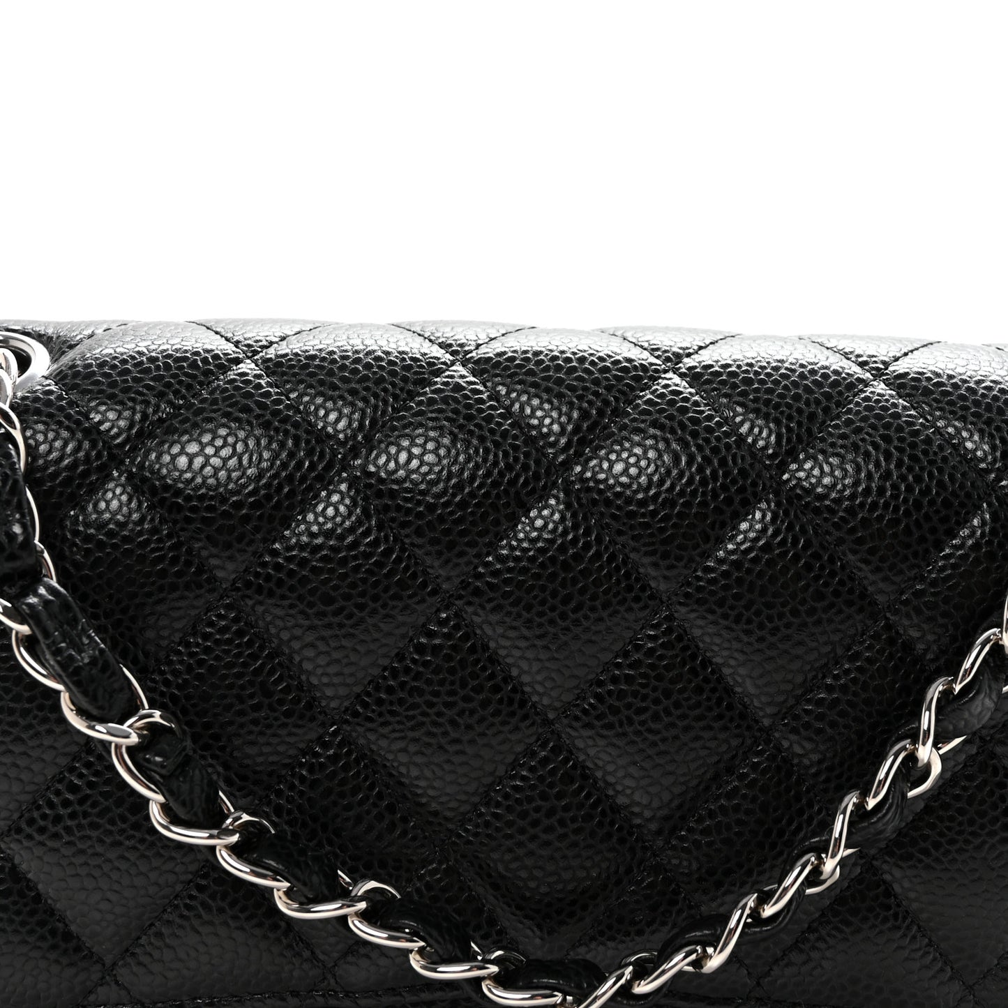 Caviar Quilted Medium Double Flap Black