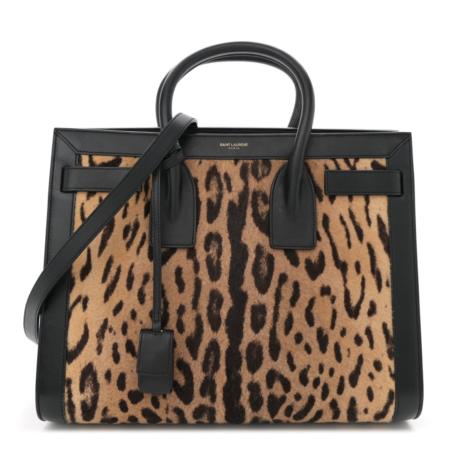 Calf Hair Leopard Print Small Sac De Jour Black