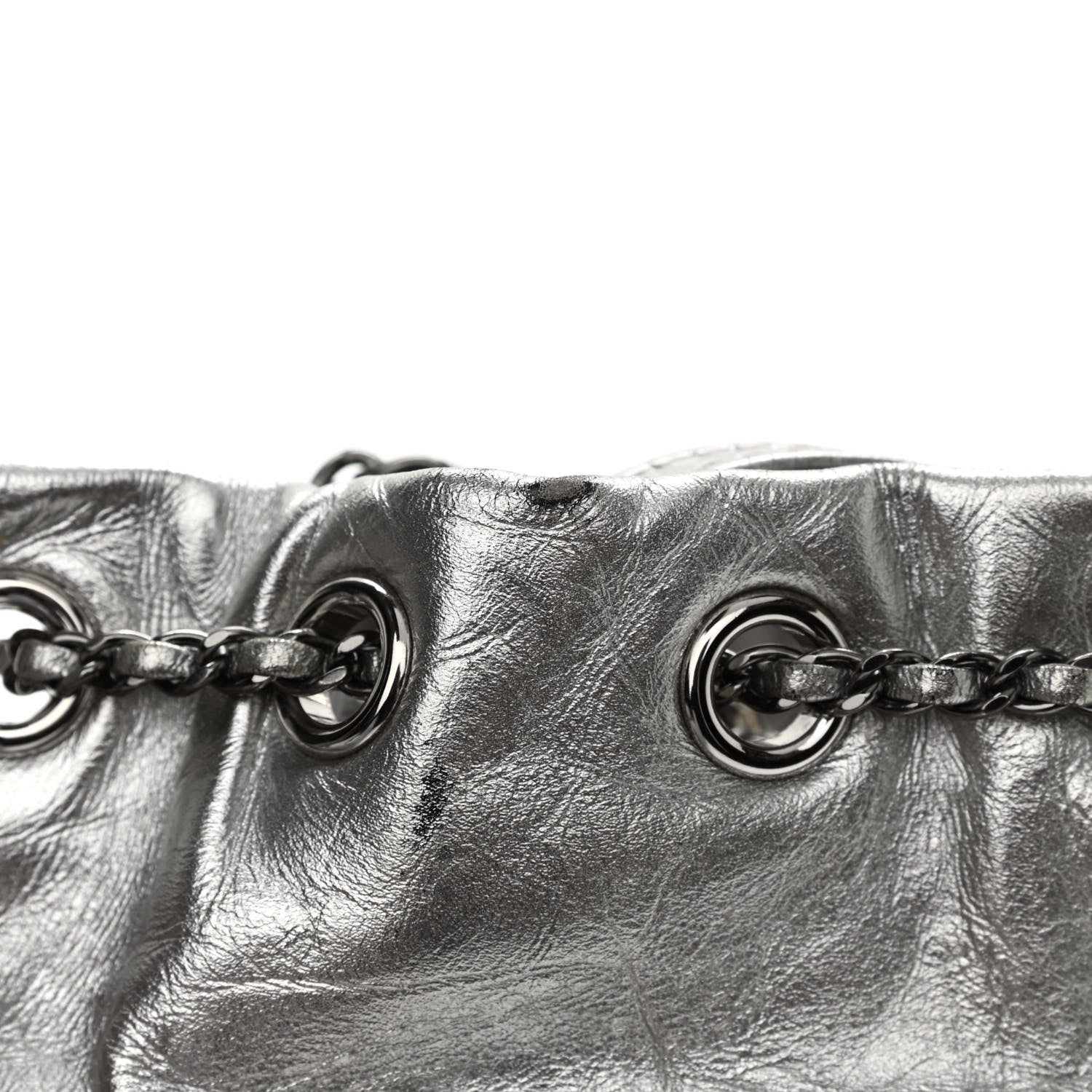 Chanel Metallic Aged Calfskin Quilted Small Gabrielle Bucket Silver 12 of 16