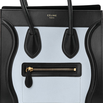 Celine Drummed Calfskin Nubuck Mini Bi-Color Luggage Baby Blue Burnt Orange 7 of 11