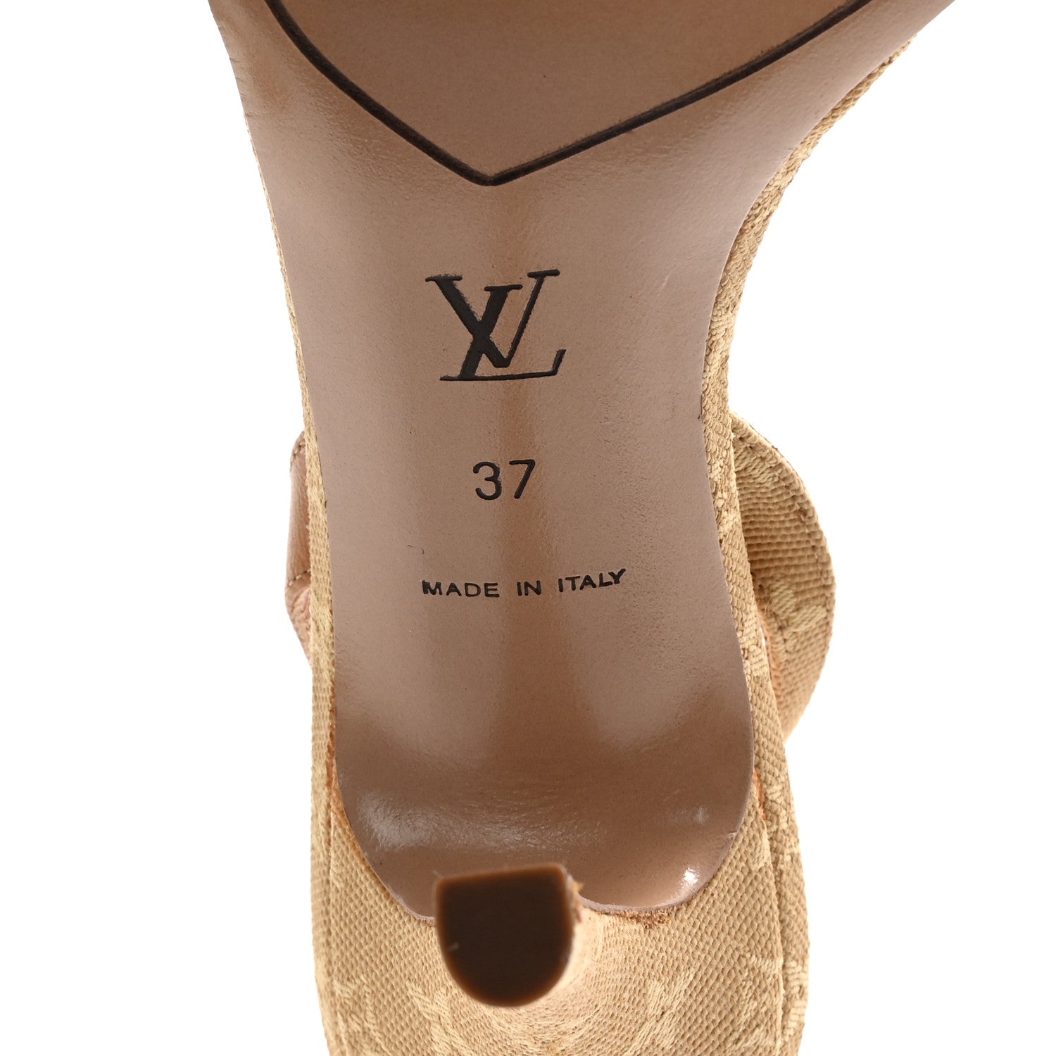 Louis Vuitton Mini Lin Slingback Sandals 37 Camel 7 of 10