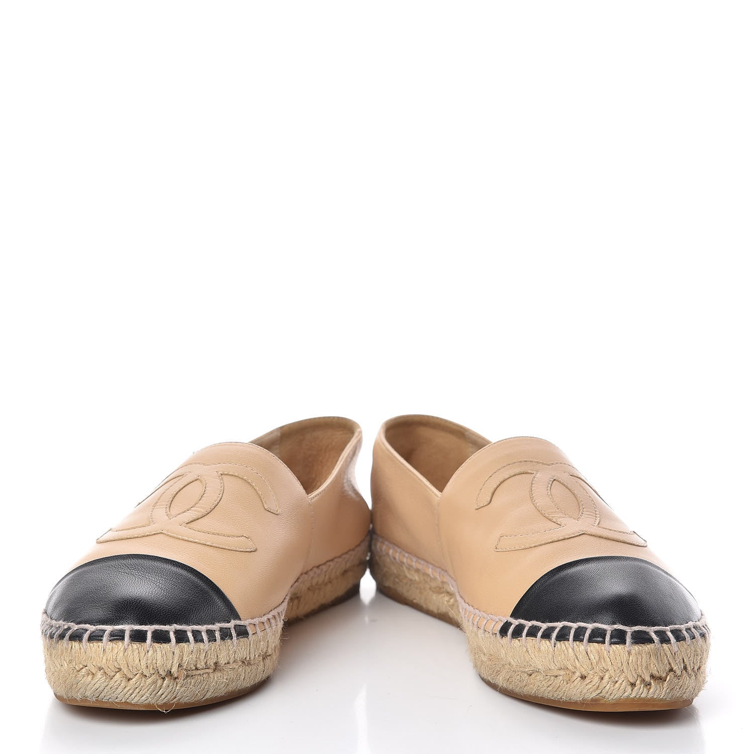 Chanel Lambskin CC Espadrilles 38 Beige Black 5 of 15