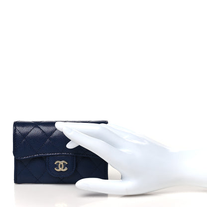 Chanel Caviar Quilted Flap Card Holder Wallet Navy Blue 2 of 10