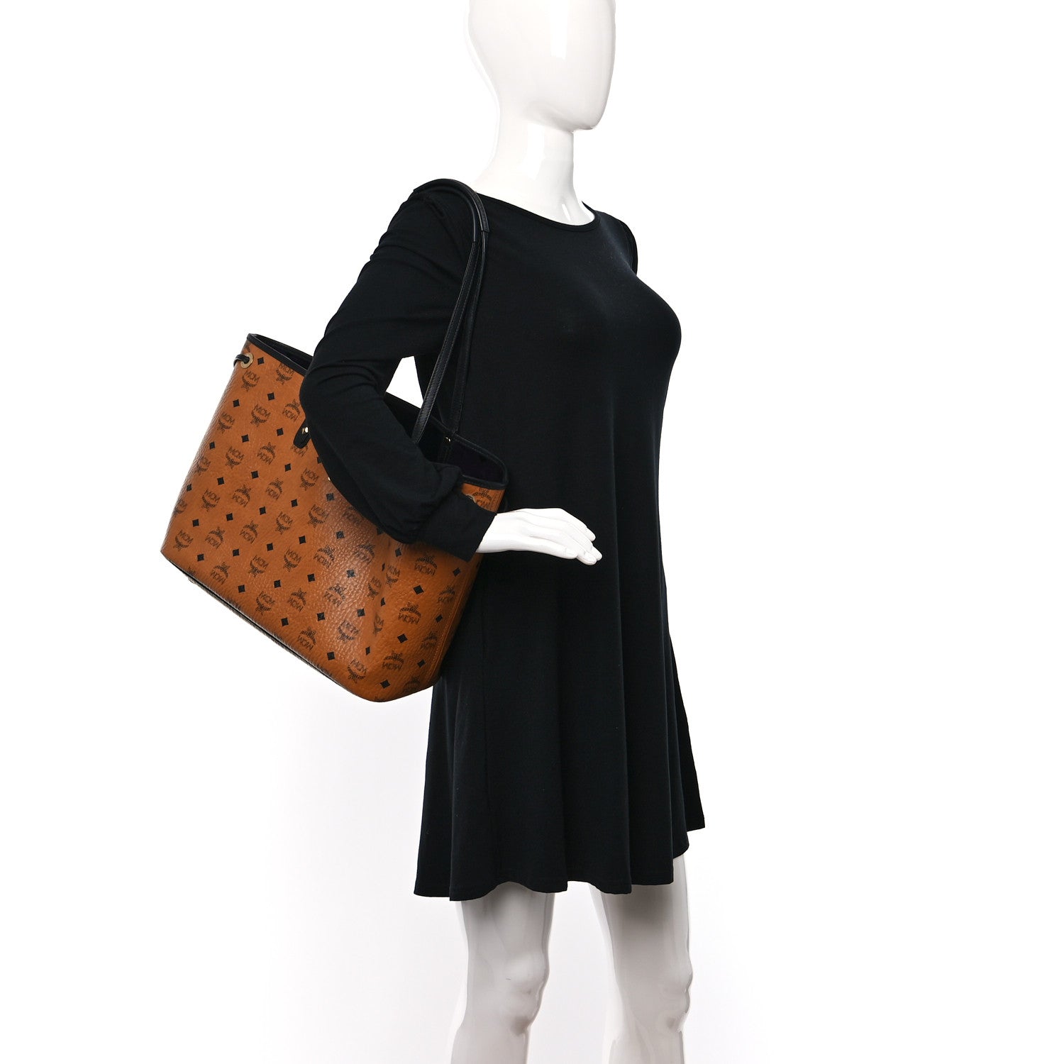 MCM Visetos Medium Project Reversible Shopper Tote Cognac 2 of 14