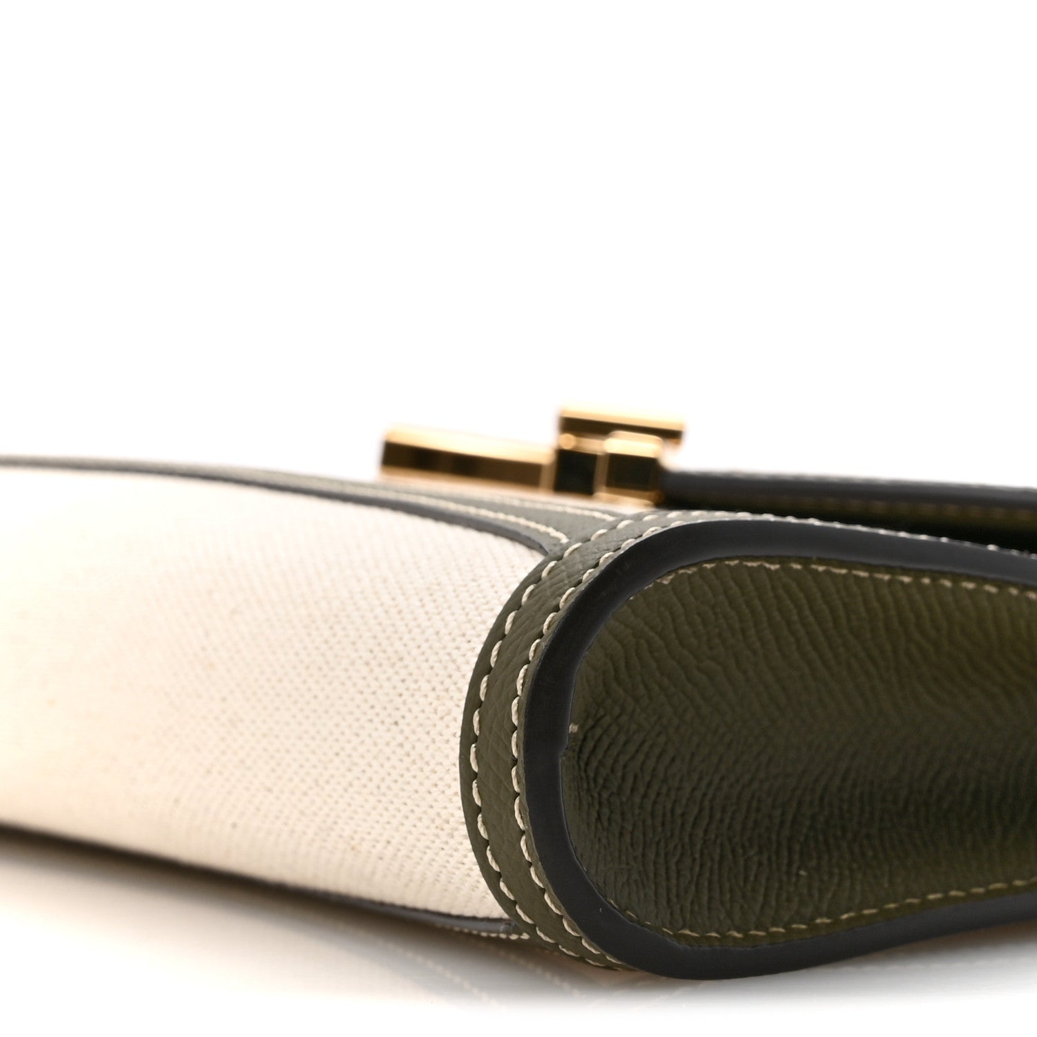 Moynat Cotton Canvas Linen Calfskin Gabrielle Clutch Olive Green 10 of 11