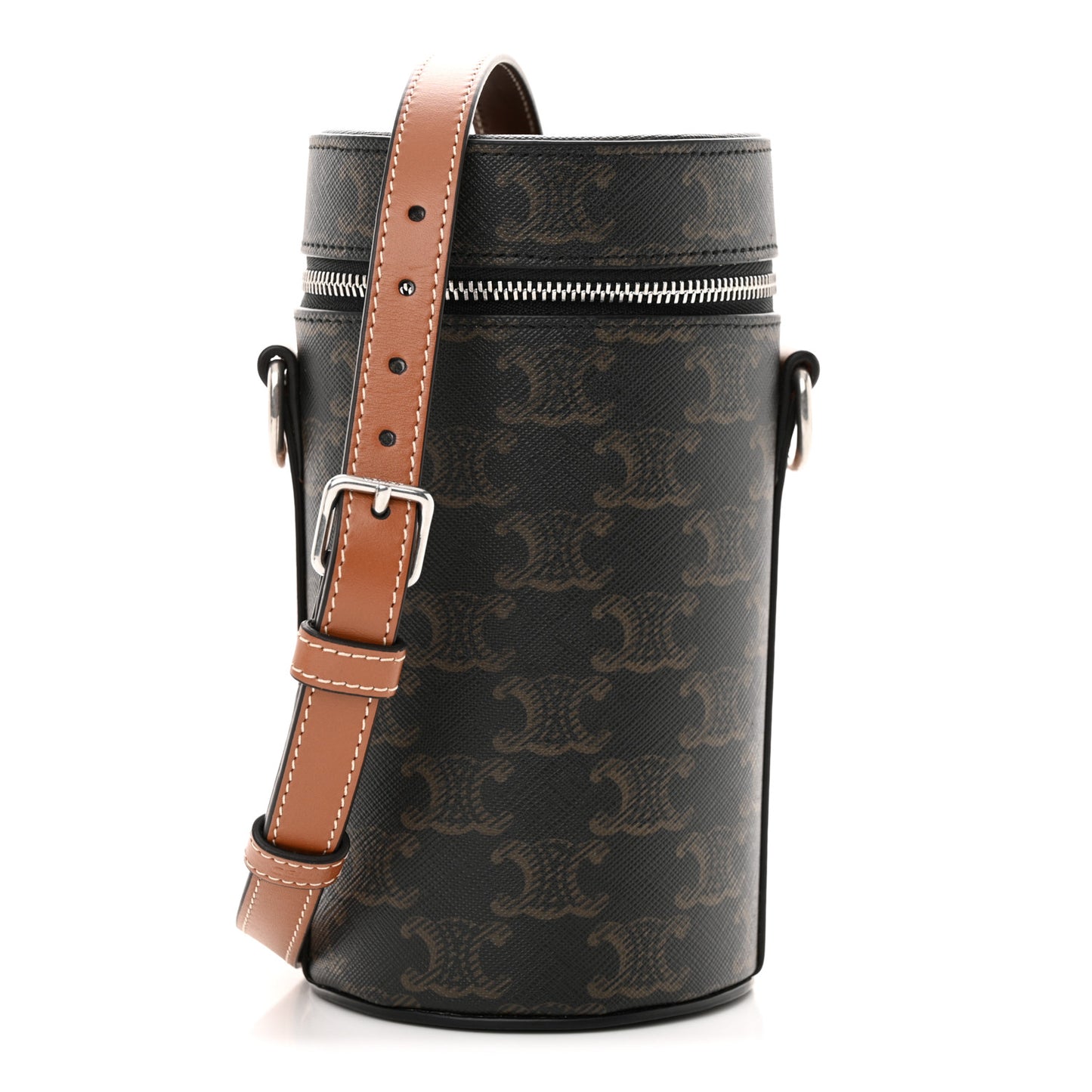 Triomphe Canvas Vertical Cylinder Bag Tan