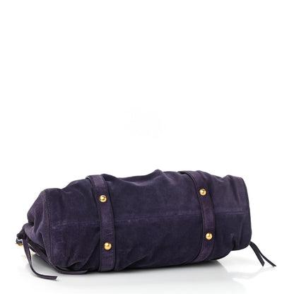 Miu Miu Suede Top Handle Satchel Purple 4 of 11