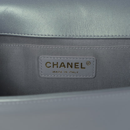 Chanel Iridescent Patent Calfskin Quilted Medium Boy Flap Light Blue 6 of 13