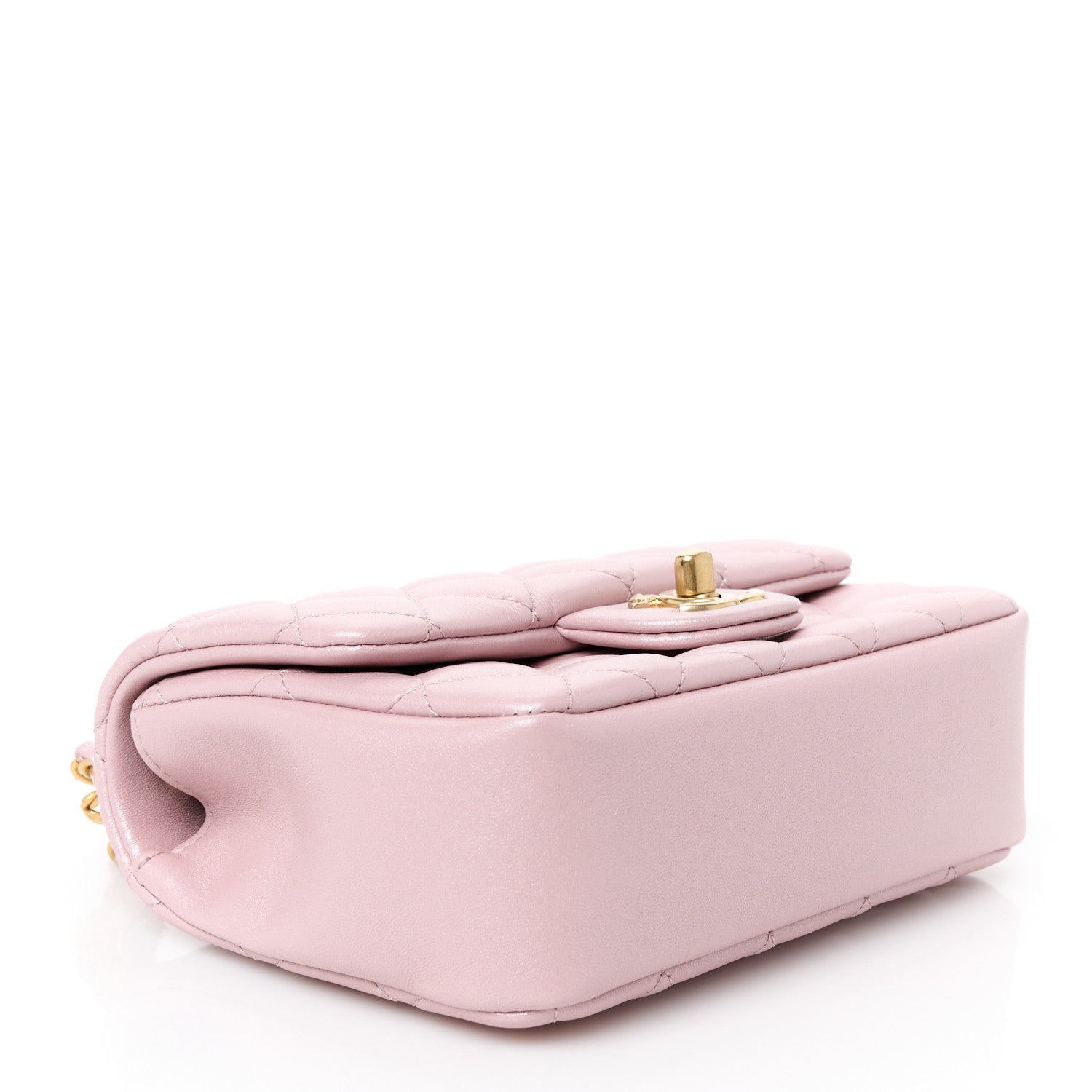 Chanel Shiny Lambskin Quilted Pearl Twist Mini Square Flap Light Pink 4 of 12