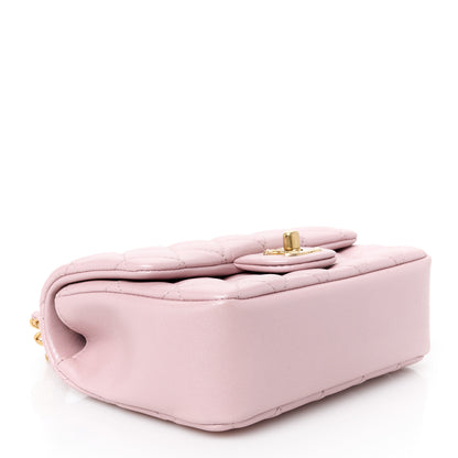 Chanel Shiny Lambskin Quilted Pearl Twist Mini Square Flap Light Pink 4 of 12
