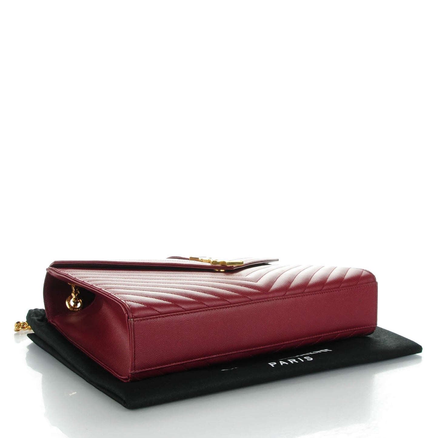 Grain De Poudre Matelasse Chevron Large Monogram Satchel Oxblood