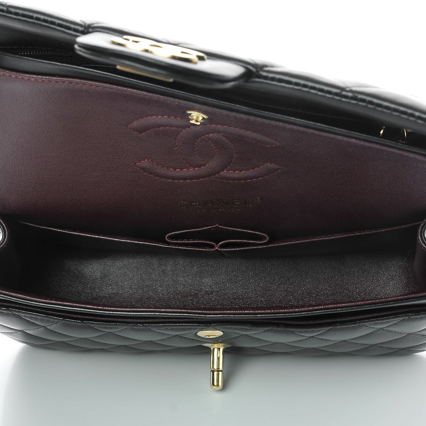 Lambskin Quilted Small Double Flap Black