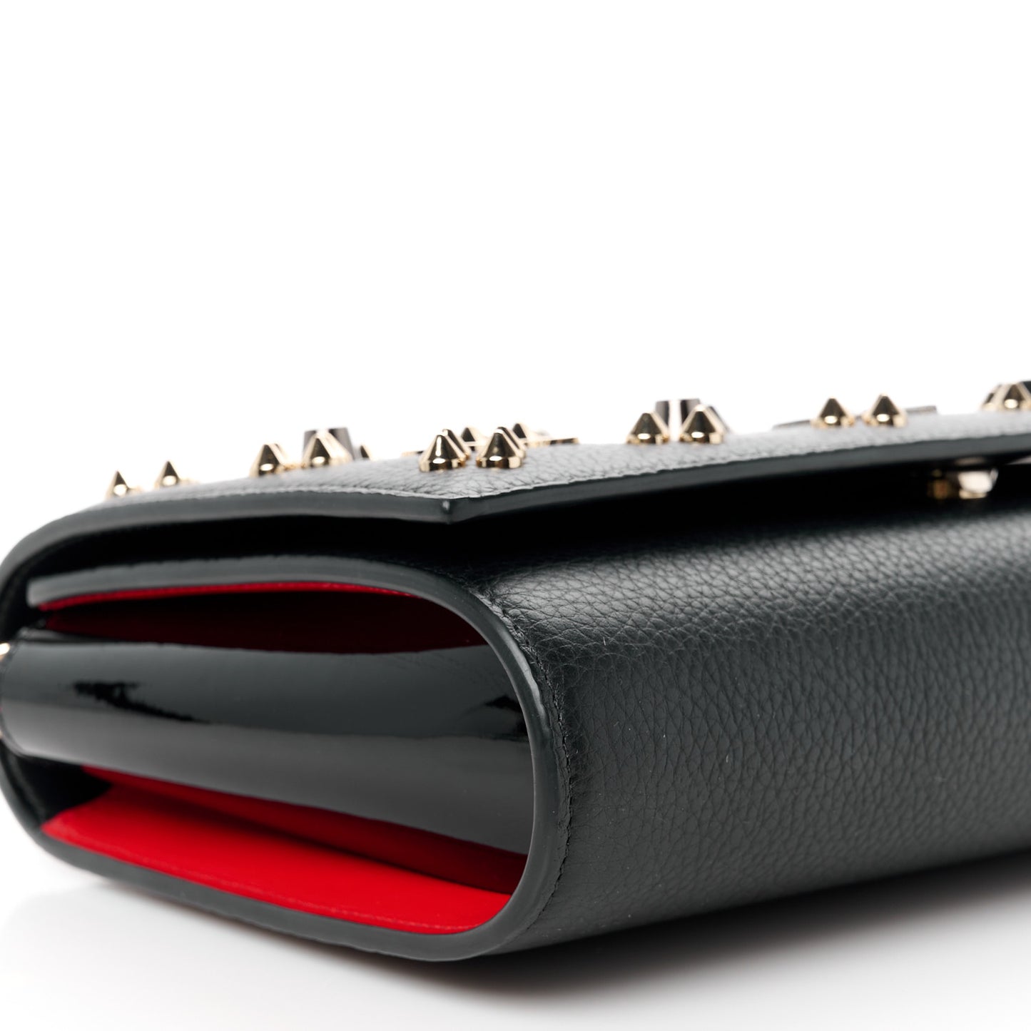 Calfskin Spikes Loubinthesky Paloma Wallet On Chain Black
