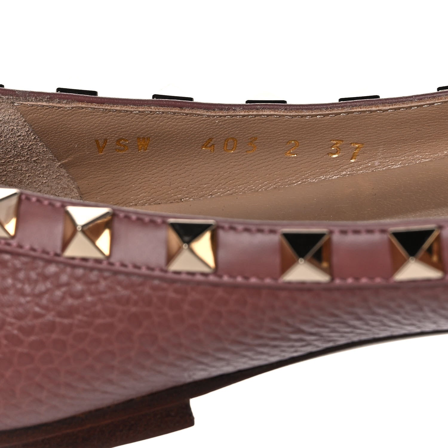 Valentino Garavani Pebbled Calfskin Rockstud Ballerina Flats 37 Dark Nude 8 of 12