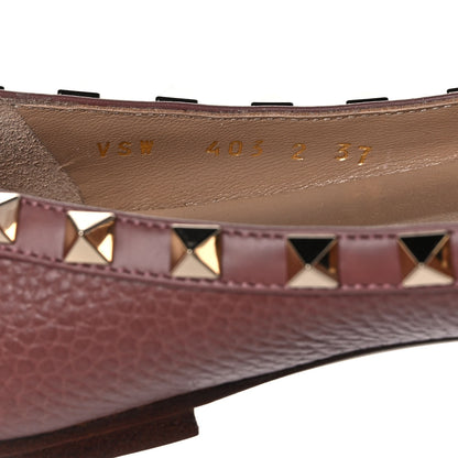 Valentino Garavani Pebbled Calfskin Rockstud Ballerina Flats 37 Dark Nude 8 of 12