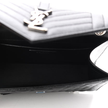 Saint Laurent Grain De Poudre Textured Mixed Matelasse Triquilt Medium Monogram Satchel Black 5 of 11