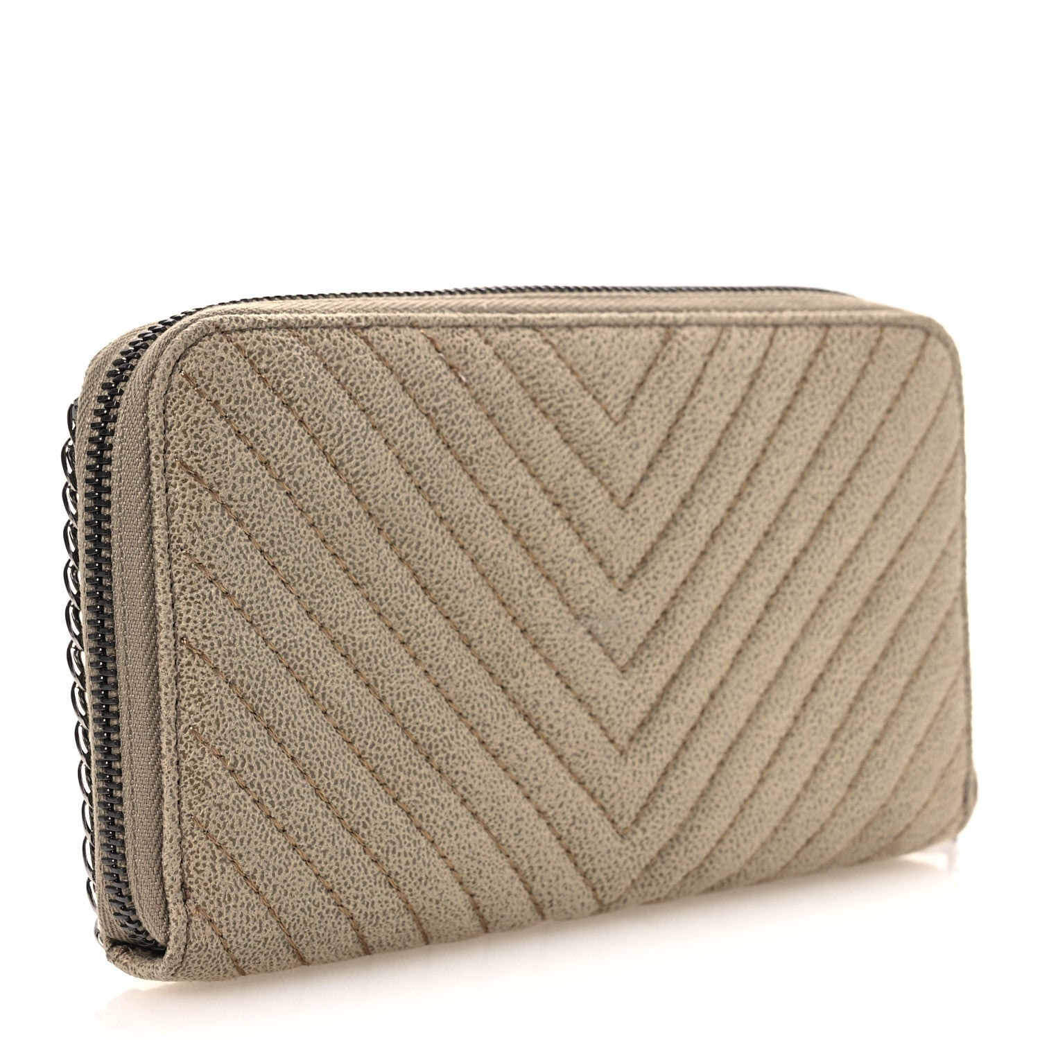 Stella McCartney Shaggy Deer Chevron Zip Wallet Light Khaki 3 of 6