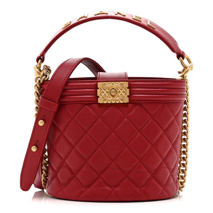 Chanel Calfskin Quilted Boy Bucket Bag Red 1 of 10