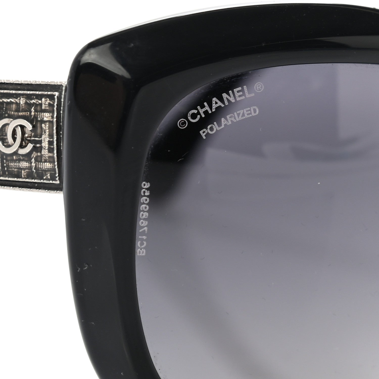Chanel Acetate Tweed Effect CC Sunglasses Black 8 of 8