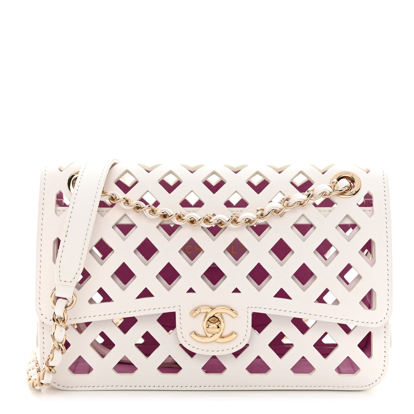 Lambskin Small Sea Through Flap White Multicolor
