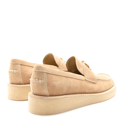 Chanel Suede Calfskin Pearl CC Moccasin Loafers 36.5 Dark Beige 5 of 9
