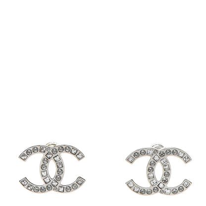 Chanel Baguette Crystal CC Earrings Silver 1 of 6
