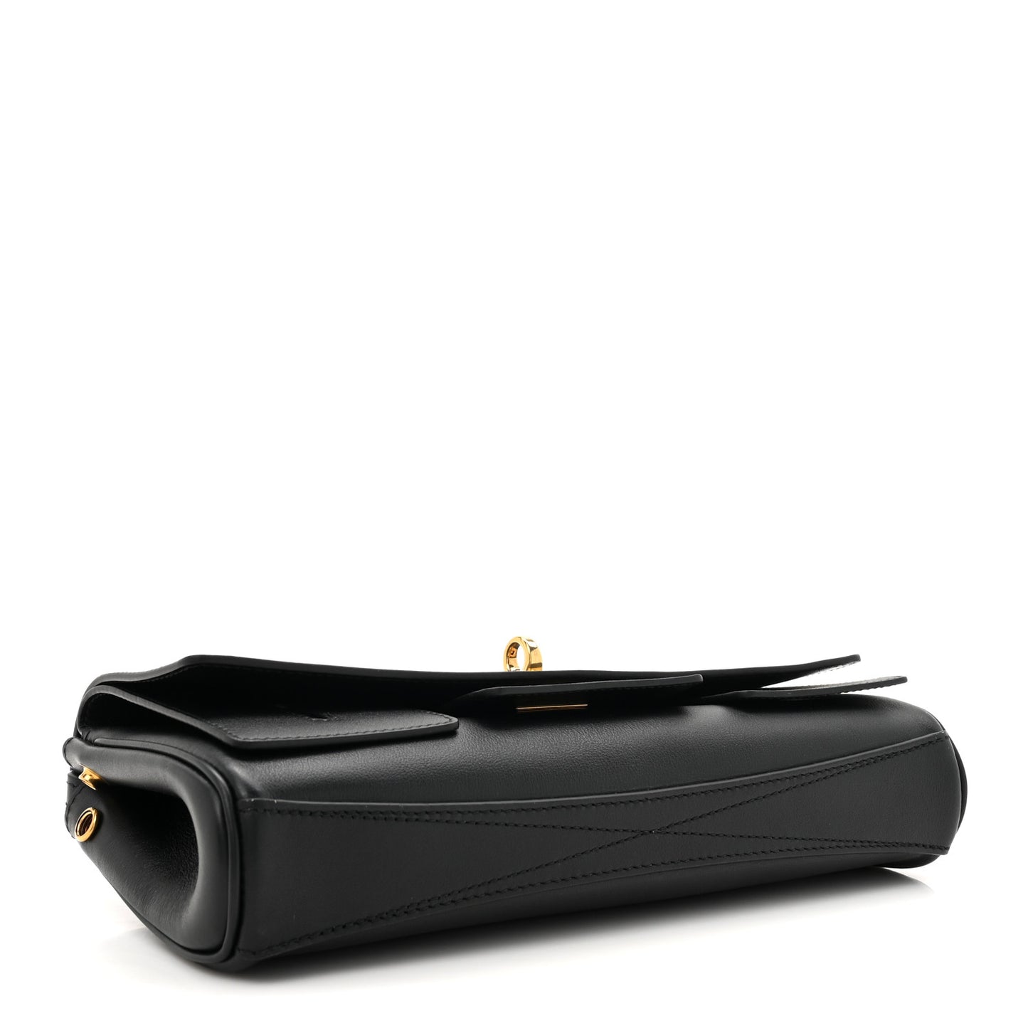 Smooth Calfskin Small Bel Air Clutch On Strap Black