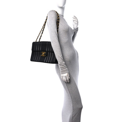 Chanel Caviar Vertical Quilted Jumbo Single Flap Black 3 of 9