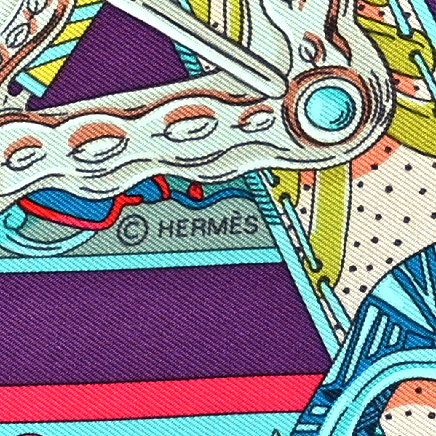Hermes Silk Le Songe De La Licorne Scarf 90 Bleu Klein Parme Turquoise 4 of 5