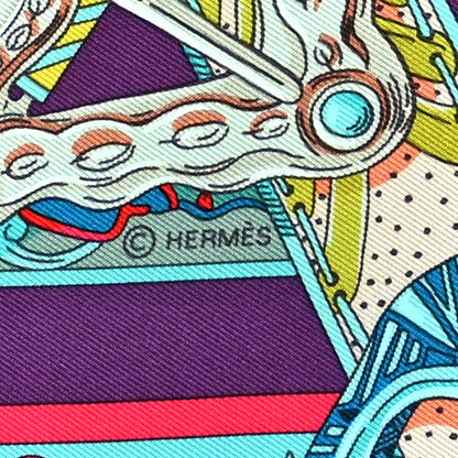 Hermes Silk Le Songe De La Licorne Scarf 90 Bleu Klein Parme Turquoise 4 of 5