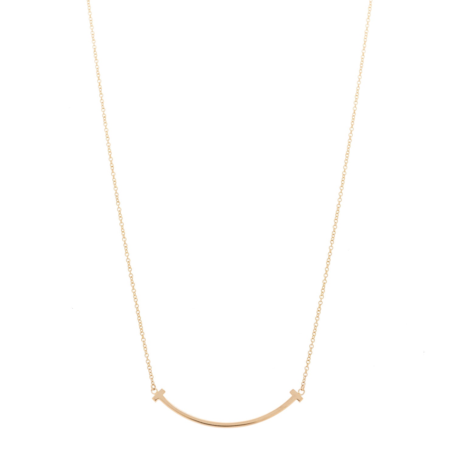 Tiffany 18K Rose Gold Small T Smile Pendant Necklace 1 of 6