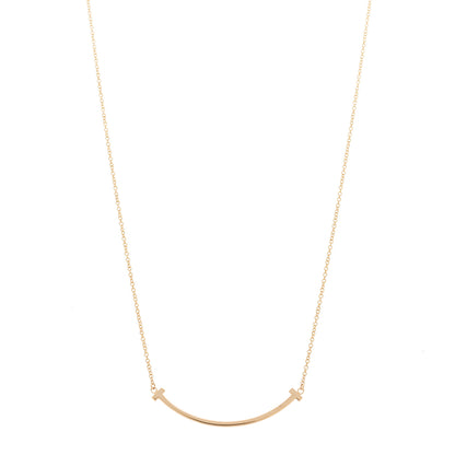 Tiffany 18K Rose Gold Small T Smile Pendant Necklace 1 of 6