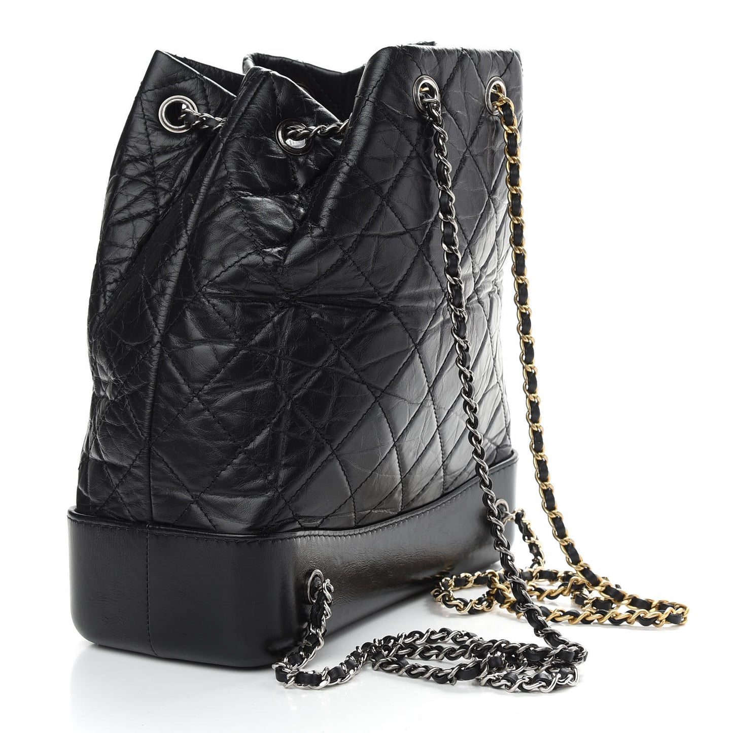 Aged Calfskin Quilted Small Gabrielle Backpack Black