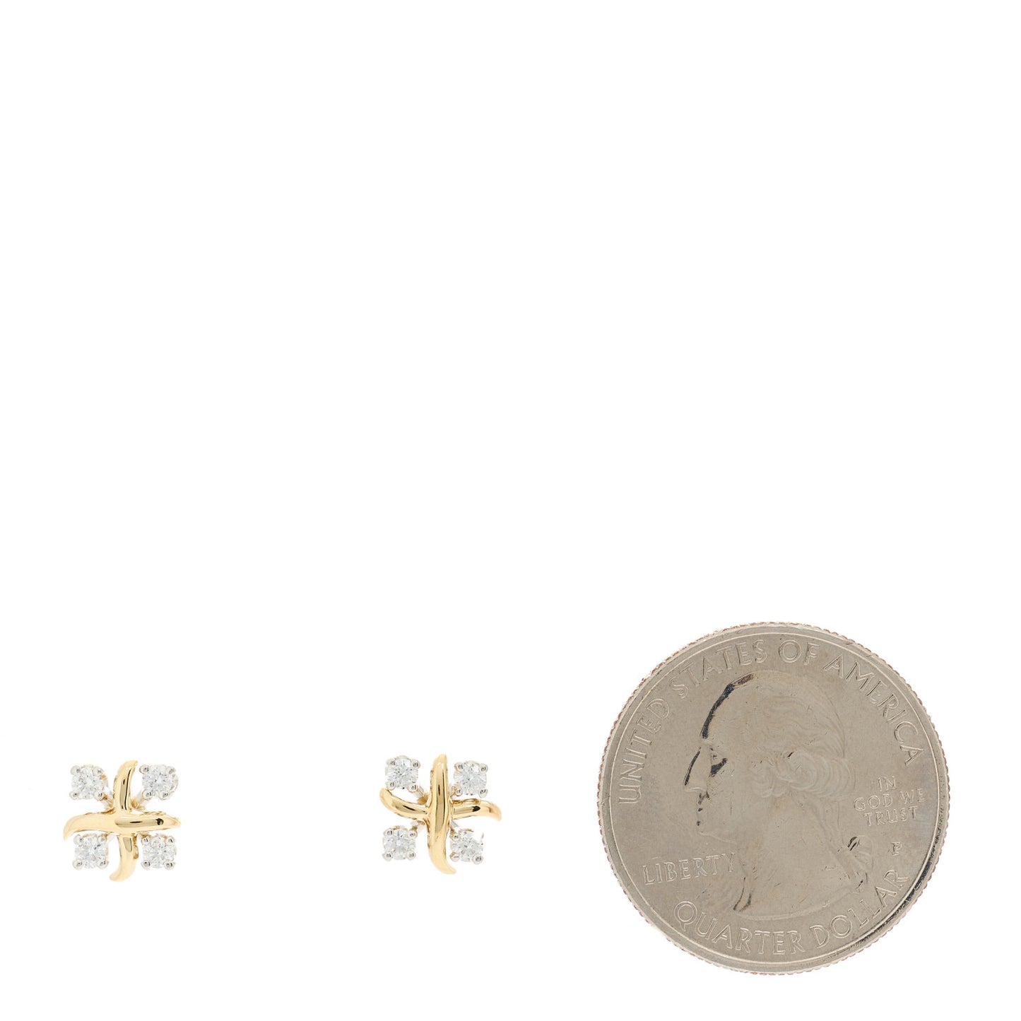 Platinum 18K Yellow Gold Diamond Schlumberger Lynn Earrings