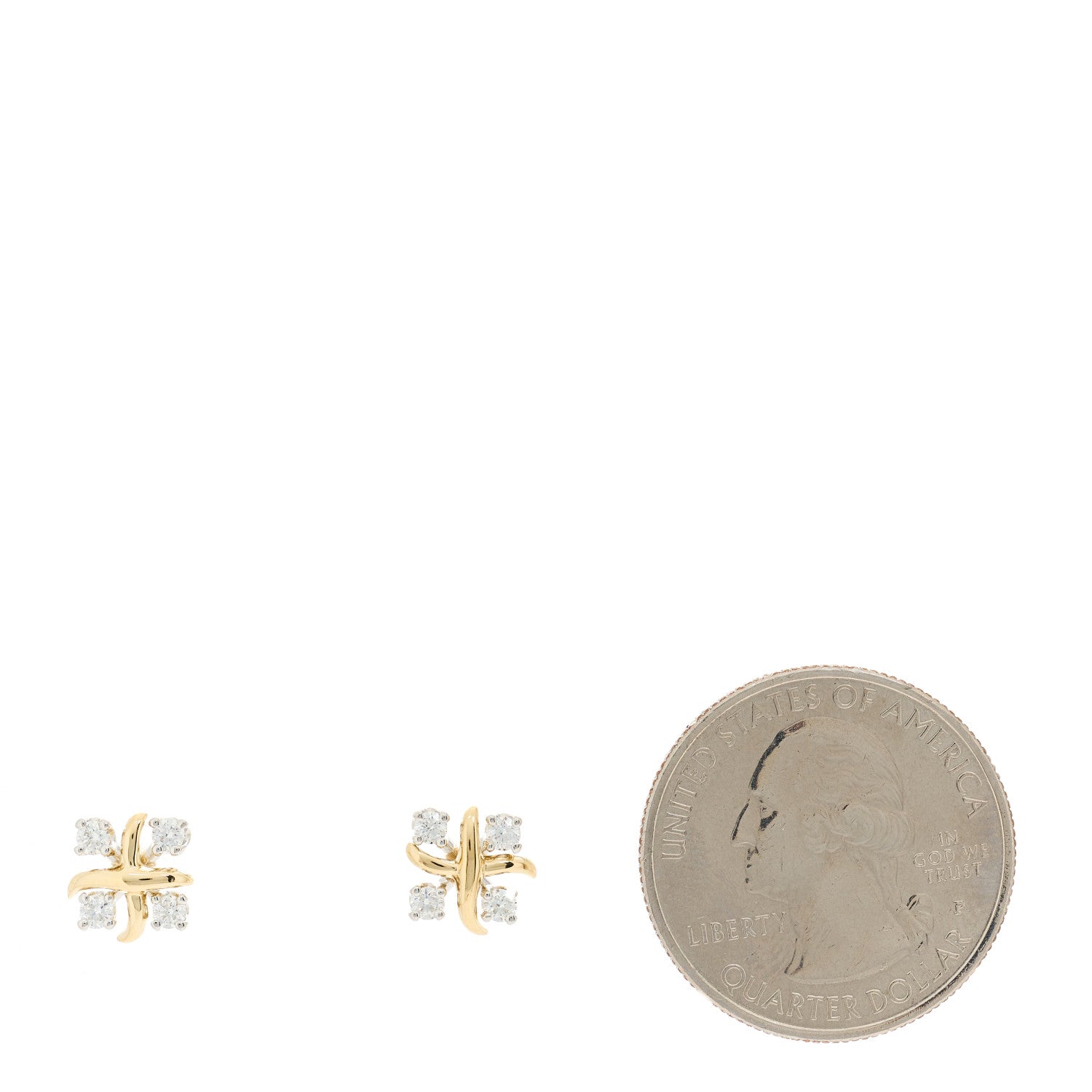 Tiffany Platinum 18K Yellow Gold Diamond Schlumberger Lynn Earrings 2 of 4