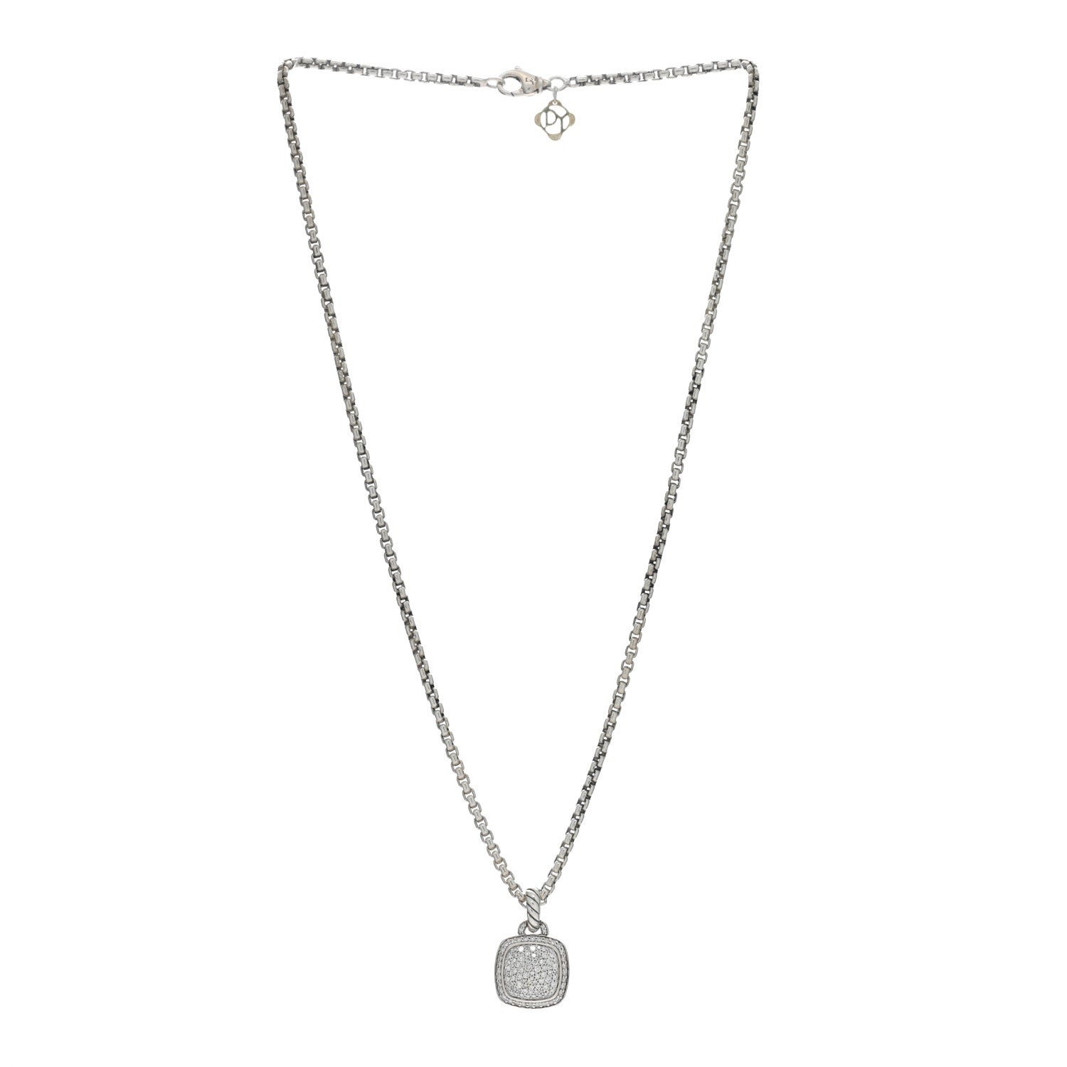 David Yurman Sterling Silver 14K Yellow Gold Diamond 11mm Albion Pendant Necklace 3 of 5
