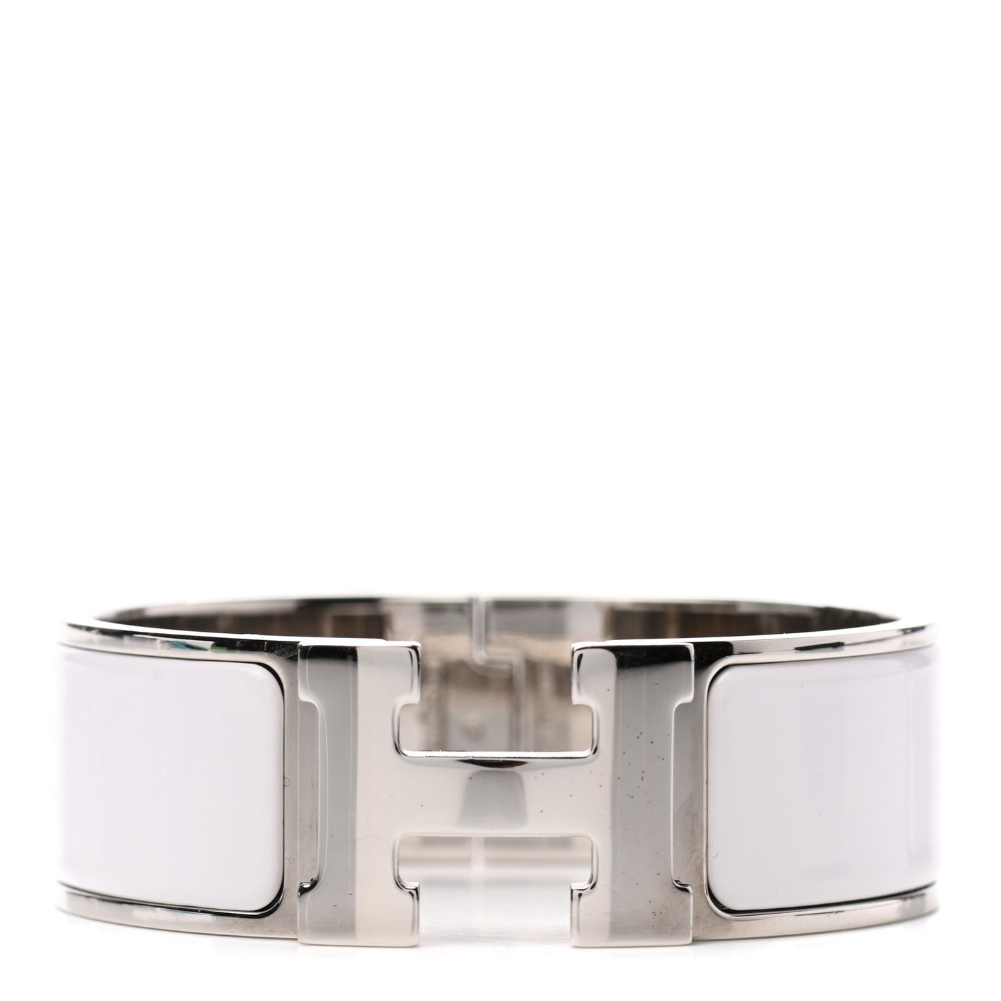 Enamel Wide Clic Clac H Bracelet PM White