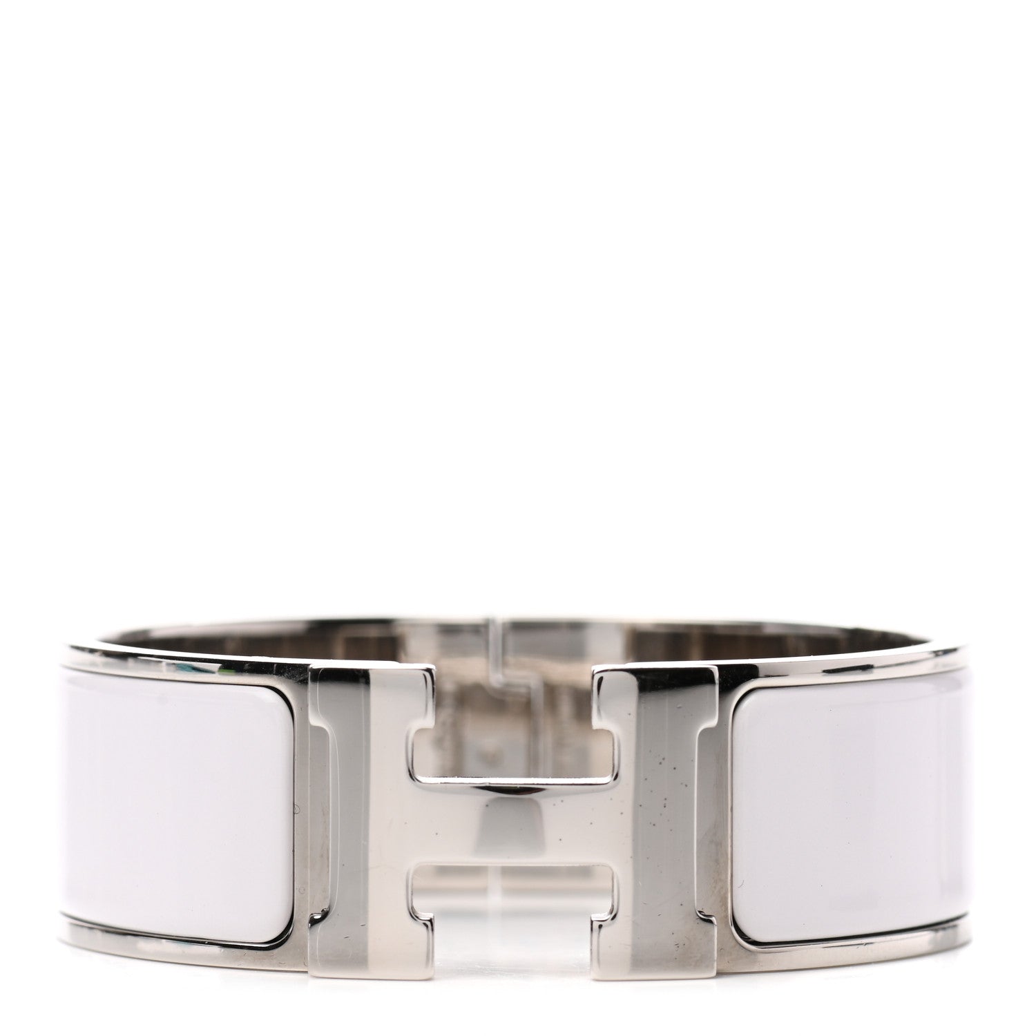 Hermes Enamel Wide Clic Clac H Bracelet PM White 1 of 4