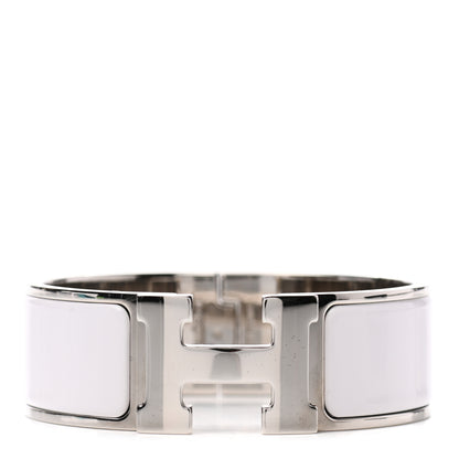 Hermes Enamel Wide Clic Clac H Bracelet PM White 1 of 4