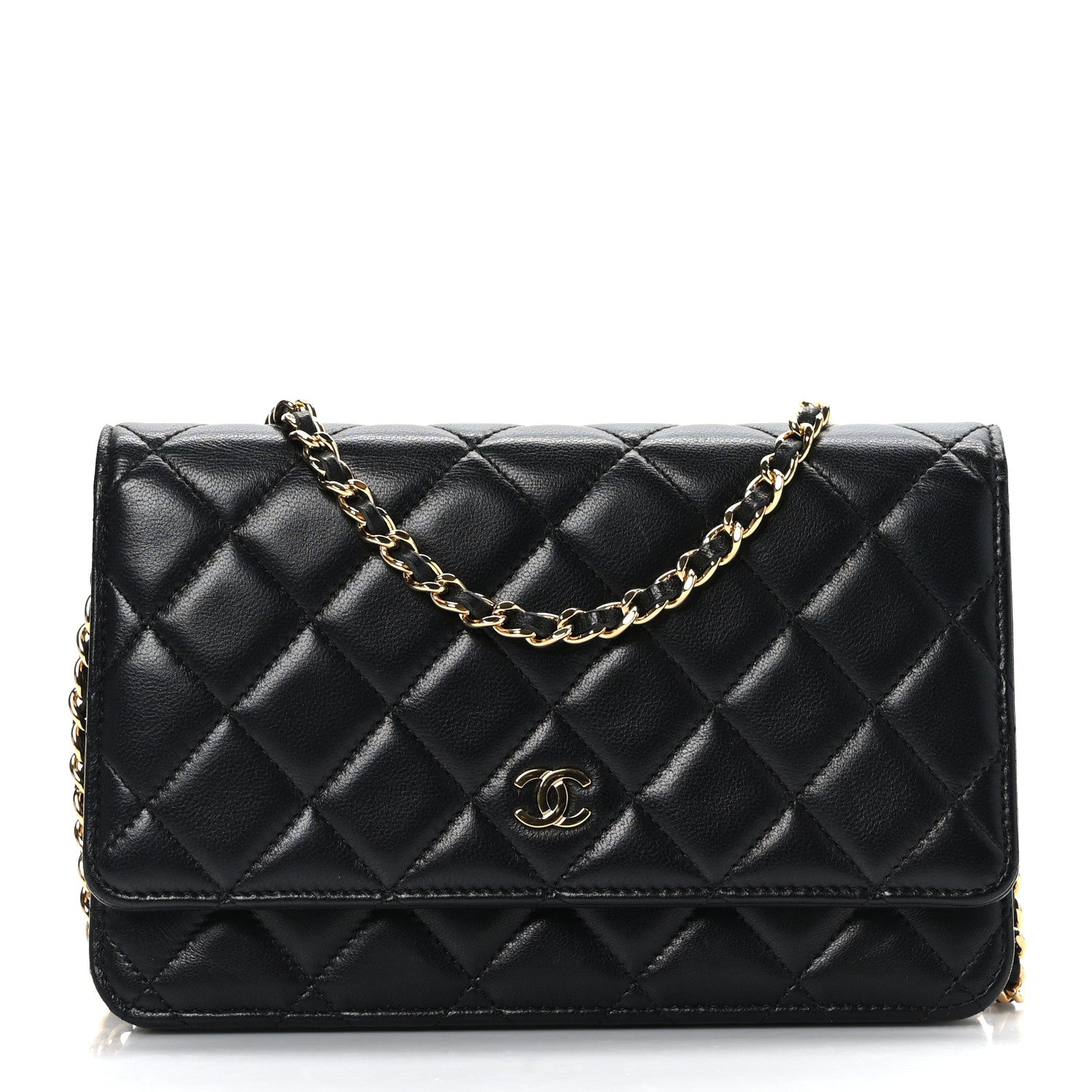 Chanel Lambskin Quilted Wallet On Chain WOC Black 1 of 9