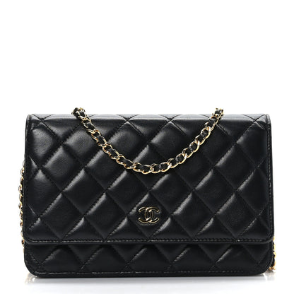 Chanel Lambskin Quilted Wallet On Chain WOC Black 1 of 9
