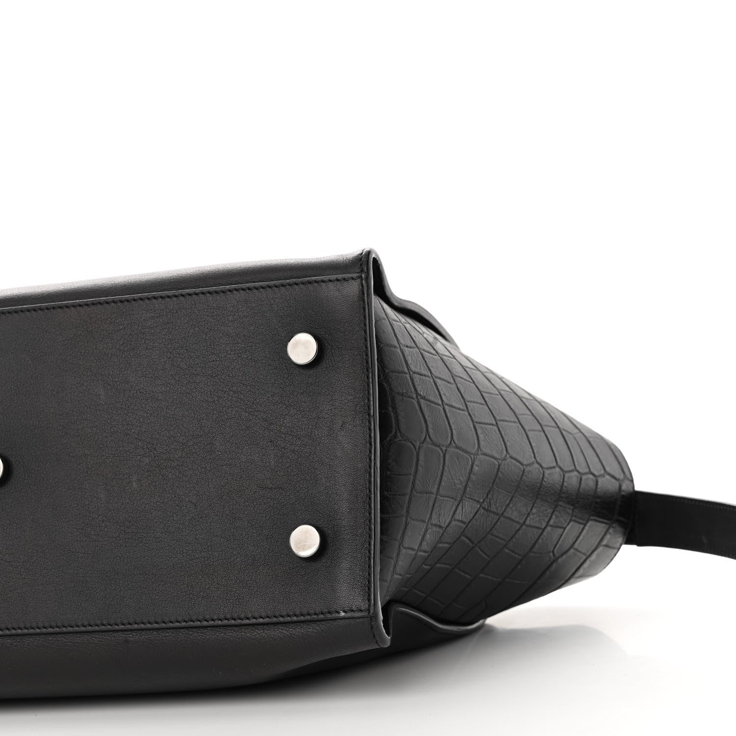 Saint Laurent Smooth Calfskin Crocodile Embossed Small Monogram Downtown Cabas Black 9 of 10