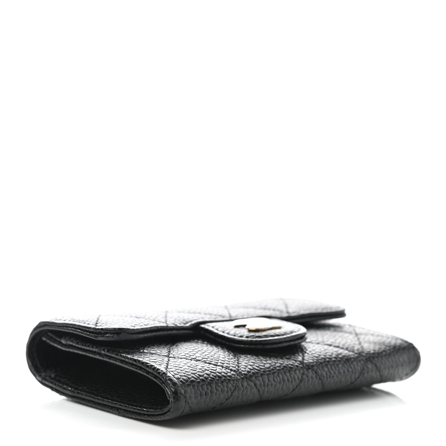 Caviar Quilted Flap Card Holder Black