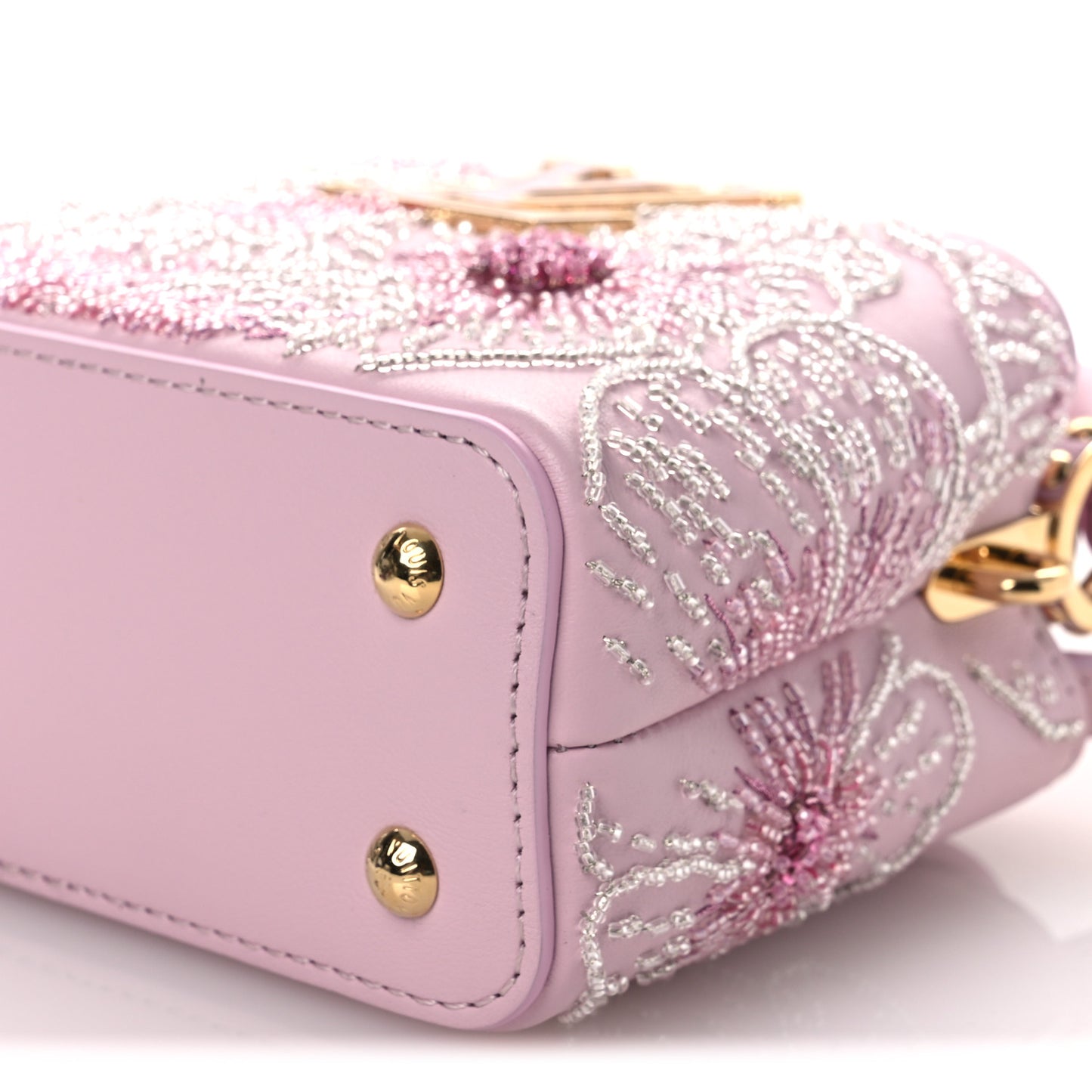 Calfskin Embroidered Nano Capucines Guimauvre Pink